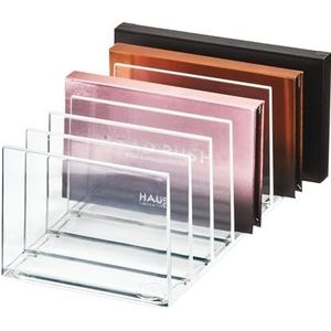 iDesign Plank uit de Signature Series van Sarah Tanno, make-up palet organizer met 7 compartimenten van PET-kunststof, cosmetische opbergsysteem, helder/mat wit, 20,5 x 10,2 x 9,3 cm