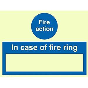 Viking Signs MF323-A5L-PV ""Fire Action In Case Of Fire Ring"" Sign, Sticker, Foto luminescent, 150 mm H x 200 mm W