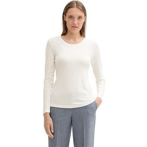 TOM TAILOR T-shirt met lange mouwen voor dames, 10315 - Whisper White, XL