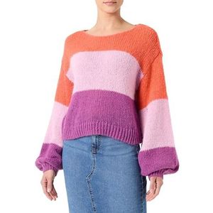 Vila Gebreide damestrui, Hot Coral/Stripes: Pastel Lavender/Cattleya Orchid, M