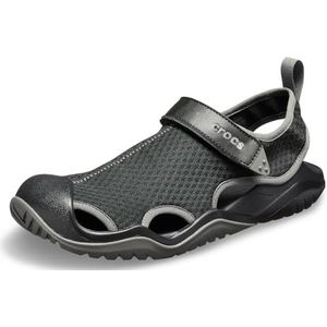 Crocs Heren Swiftwater Mesh Deck Sandalen Water Schoen, Zwart, 40 EU