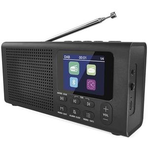 EMOS - DAB+ radio met Bluetooth en dubbele stroomvoorziening - draagbare digitale radio met wekker, slaaptimer en 40 geheugenplaatsen - 4x snelkeuze - Keuken radio DAB+FM met TFT LCD kleurendisplay -