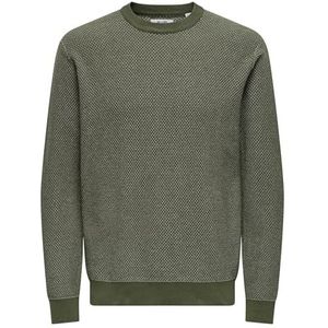 ONLY & SONS Onsmorgan Reg 12 Structure Crew Knit, groen (olive night), L
