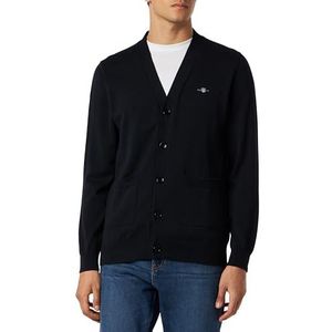 GANT Heren Classic Cotton V-cardigan gebreide jas, zwart, M