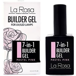 La Rosa 7-in-1 BUILDER GEL in a Bottle - UV Gel - NAAKT voor nageldesign en nail art, Nail Easy-To-Use Extension Builder, Cover gel, pastel roze, 15ml