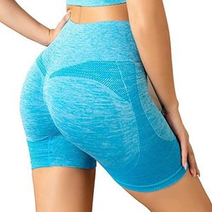 Everbellus Womens Hoge Stretchy Gym Shorts Butt Lifting Hoge Taille Sport Yoga Shorts Blauw M, Blauw, M