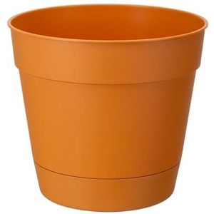 VERDENIA 2 x TOLEDO Bloempot met onderzetter, weerbestendig, zeer functioneel, hoogwaardig synthetisch materiaal, licht, voor binnen en buiten, 25 x 25 x 23 cm, terracottakleur