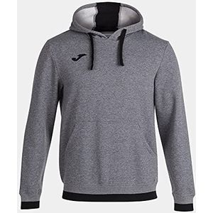 Joma 6XS sweatshirt met capuchon Comfort II, uniseks, volwassenen, grijs gemêleerd, zwart