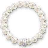 Thomas Sabo X0041-082-14-L Damesarmband met witte zoetwaterparels, 925 zilver, parelwit, 15,5 cm