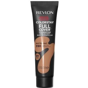 Revlon ColorStay Full Cover Longwear Matte Foundation, hitte- en zweetbestendig, lichte gezichtsmake-up, kleur Early Tan (390), 30 ml