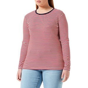 ONLY CARMAKOMA Dames Cartine L/S O-Neck Top JRS shirt met lange mouwen, Cloud Dancer/Stripes: Urban Red Stripes - Avondblauwe hals, 42 Grote maten