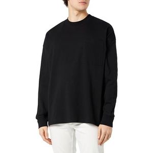 JACK & JONES Heren Jcoclean Pocket Tee Ls Crew Neck Shirt met lange mouwen, zwart, L