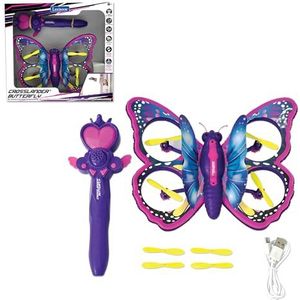 Lexibook, Crosslander Butterfly, Mijn Telegeleide Vliegende Vlinder, Multidirectionele Vlucht tot 12 km/u, Loopings, Afstandsbediening met 2 bedieningsmodi, Geluids- en Lichteffecten, Roze, RCBUT