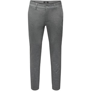 ONLY & SONS Heren Chino Tapered Fit, Medium grijs (grey melange), 32W x 32L
