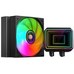 Mars Gaming ML-TWO120, AIO waterkoeling 300W TDP, 1x ARGB Infinity Mirror 12cm FDB ventilator, kern van koper en aluminium, Opti-Chamber pomp van de 4e generatie en microkanalen, Zwart