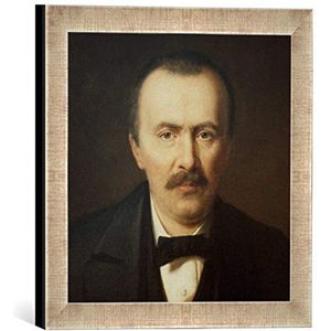 Ingelijste foto van Sidney Hodges ""Heinrich Schliemann/Gem.v.Hodges 1877"", kunstdruk in hoogwaardige handgemaakte fotolijst, 30x30 cm, zilver raya