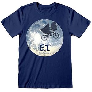 T-Shirt met Korte Mouwen E.T. Moon Silhouette Blauw Uniseks