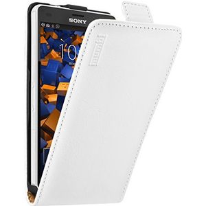 mumbi Echt leren flip case compatibel met Sony Xperia Z3 Compact hoes lederen tas case wallet, wit
