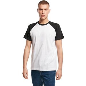Build Your Brand Raglan Contrast Tee T-shirt voor heren, wit/zwart (WHT/BLK), L