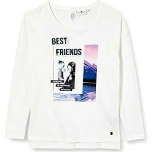 TOM TAILOR T-shirt met placed print voor meisjes, wit (Cloud Dancer|white 1610), 92/98 cm