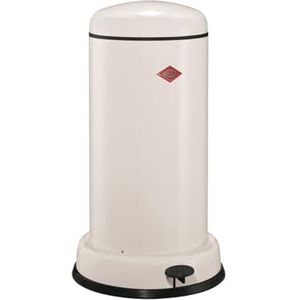 Wesco Baseboy Afvalbak in de kleur mat zandkleurig, gepoedercoat plaatstaal, 20 liter volume, metalen inzetstuk, ingebouwde demper, metalen voetsteun met rubberen loopvlak