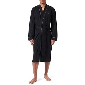 BOSS Heren Kimono BM ochtendjas van katoen-jersey met logo en biezen, zwart 001, S
