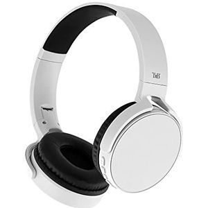 T'NB - Draadloze Bluetooth 5.0-hoofdtelefoon, model Single 2, 8 uur luistertijd, verstelbaar, jackstekker, comfortabel, microfoon en geïntegreerde bedieningselementen, voor sport en training – zilver