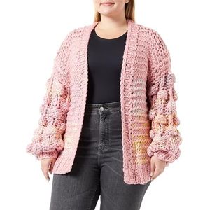 OCY Dames gebreide jas 12419414-OC01, roze meerkleurig, XL/XXL, Roze, meerkleurig., XL/XXL