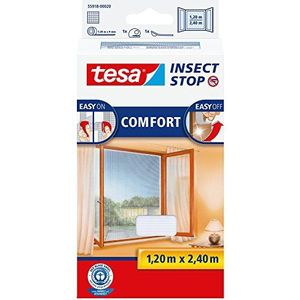 tesa Insect Stop COMFORT Klittenband voor Franse ramen, Hor, verwijderbaar en herbruikbaar, wasbaar