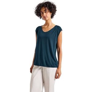 Street One - Dames Shirt - Turkoois - Jersey - V-hals - Verlaagde Schouders
