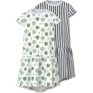 NAME IT Nkfvigga 2P Capsl Dress voor meisjes (set van 2), wit (bright white), 128