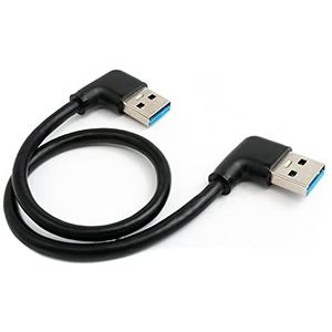 SYSTEM-S USB 3.0 kabel 30 cm type A stekker naar stekker hoek in zwart