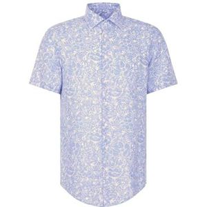 Seidensticker Zakelijk overhemd voor heren, slim fit, zacht, kent-kraag, korte mouwen, 100% linnen, lichtblauw, 36