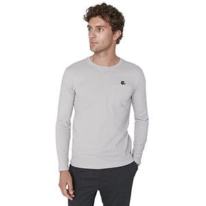 Trendyol Dames Man Effen Gebreide Pyjama Top Set, Grijs, M