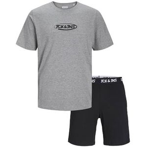 JACOLIVER SS T-shirt en shorts set, lichtgrijs gemêleerd/verpakking: zwarte shorts, S