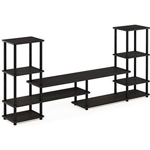 Furinno Turn-N-Tube Grote tv-standaard, tv-kast, tv-rek, console, espresso/zwart, 197,1 (breedte) x 93 (hoogte) x 29,7 (diepte) cm