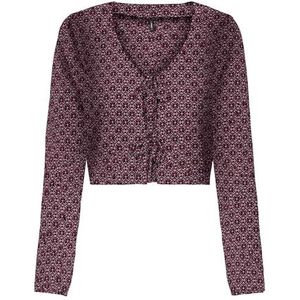 Onlnova Life Vis L/S Hailey Tie Top, Cabernet, L