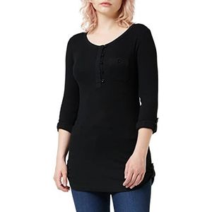 Urban Classics T-shirt voor dames, met lange rib en zakken, Turnup T-shirt, zwart (black 7), XS