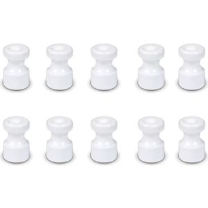 Fanton 89035-B10 Isolator van kunststof, wit, keramisch effect, set met 10 isolatoren, Ø 16 mm, H 25 mm, voor installaties van zijde, vintage, compleet met messing schroeven
