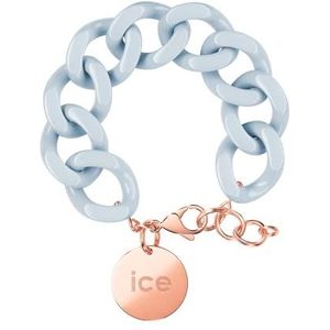 ICE - Jewellery - Chain bracelet - Pastel blue - Rose-gold - Blauwe XL mesh armband voor vrouwen met roségouden medaille (020920)