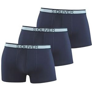 s.Oliver Boxershorts voor heren, 3 stuks, met gestreepte tailleband, 3 x marineblauw, L