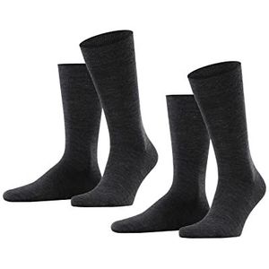 ESPRIT Heren Sokken Basic Wool 2-Pack M SO Wol Katoen eenkleurig Multipack 2 Paar, Grijs (Anthracite Melange 3080), 43-46