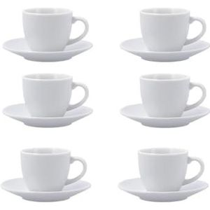 Quid New Renova Set met 6 kopjes met schoteltje, porselein, 9 cl, wit