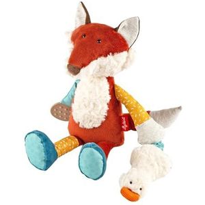 sigikid 43223 actief babyspeelgoed knuffeldier, blauw/geel/rood/vos