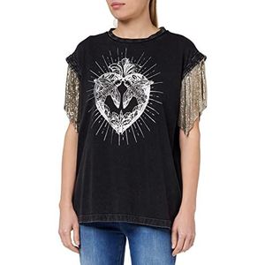 Pinko Corsa T-shirt Jersey Heart And Dames, I77_grijs-zwart, XS