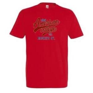 AMERICAN COLLEGE USA T-shirts met korte mouwen voor jongens en meisjes, uniseks kinderen, Rood, 8 Jaar