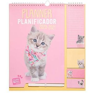 Erik Familieplanner Studio Pets Cat 2020/2021 - Kalender met zelfklevende notitieblaadjes