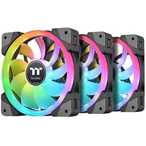 Thermaltake SWAFAN EX 14 RGB PC-koelventilator, 3-pack, 500~2000 tpm, magnetische aansluiting, omkeerbare messen, controller inbegrepen, CL-F144-PL14SW-A, 140 mm, zwart
