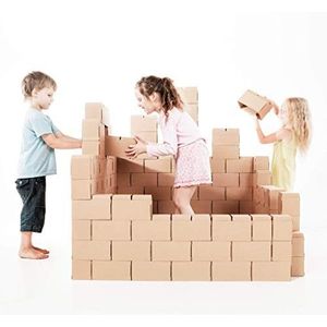 GIGI Bloks XXL kartonnen bouwsteentjes | Mega Fort Bouwset 100 XXL stuk set | In elkaar grijpend systeem maakt het mogelijk om een kartonnen huis te maken | Fort Bouwpakketten Voor Kinderen