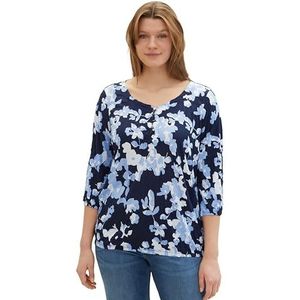TOM TAILOR T-shirt voor dames, 34757 - Blauwe Geometrische Print, 52 Grote maten